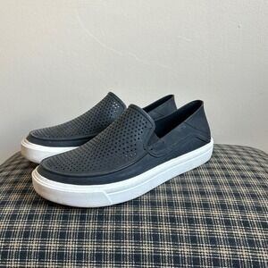 Crocs CitiLane Roka Slip On Sneakers Womens 6 Black White Perforated Low Top